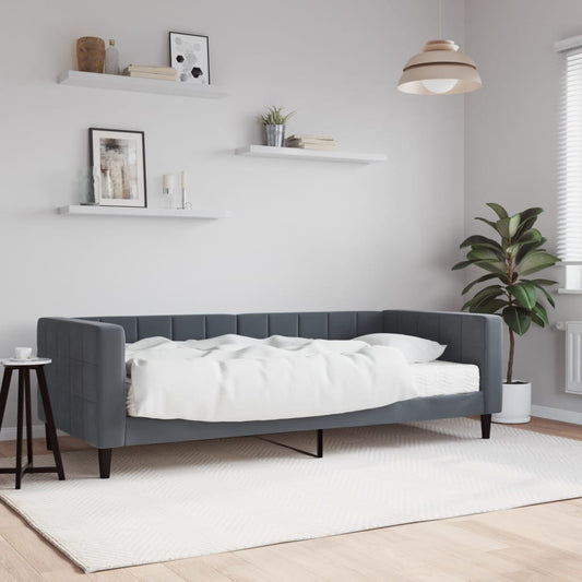 Slaapbank met matras 90x190 cm fluweel donkergrijs is nu te koop bij PeponiXL, paradijselijk wonen!