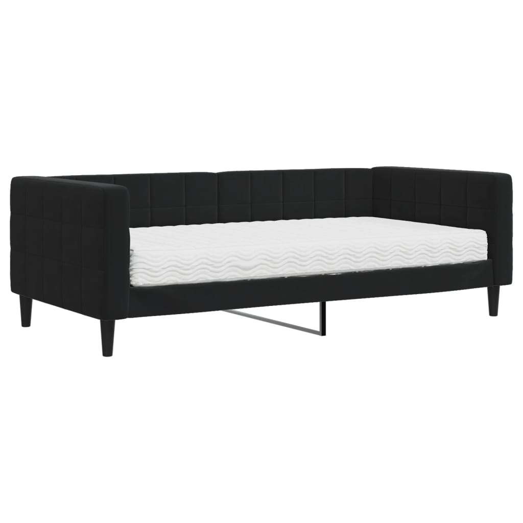 Slaapbank met matras 90x190 cm fluweel zwart is nu te koop bij PeponiXL, paradijselijk wonen!