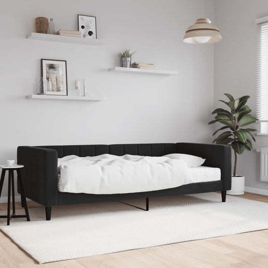 Slaapbank met matras 90x190 cm fluweel zwart is nu te koop bij PeponiXL, paradijselijk wonen!