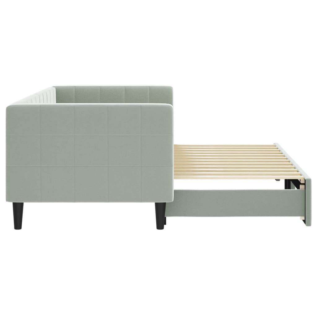 Slaapbank met onderschuifbed 80x200 cm fluweel lichtgrijs is nu te koop bij PeponiXL, paradijselijk wonen!