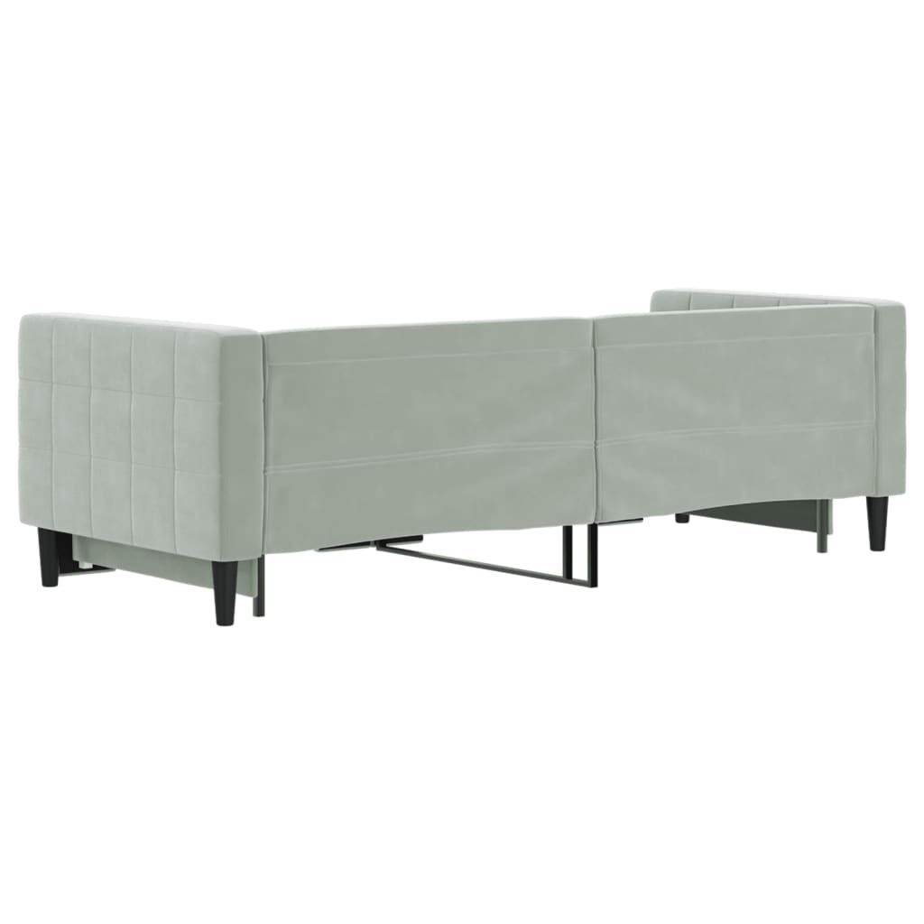 Slaapbank met onderschuifbed 80x200 cm fluweel lichtgrijs is nu te koop bij PeponiXL, paradijselijk wonen!