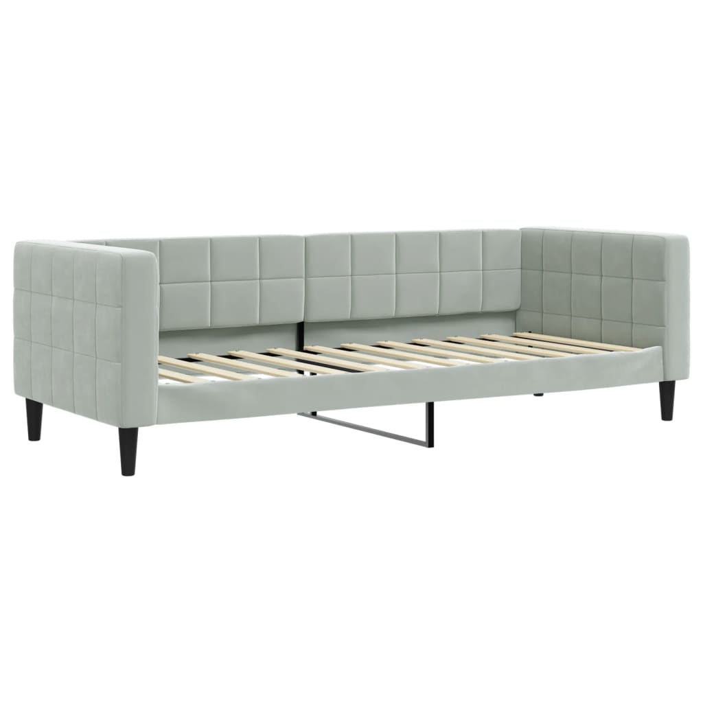 Slaapbank met onderschuifbed 80x200 cm fluweel lichtgrijs is nu te koop bij PeponiXL, paradijselijk wonen!