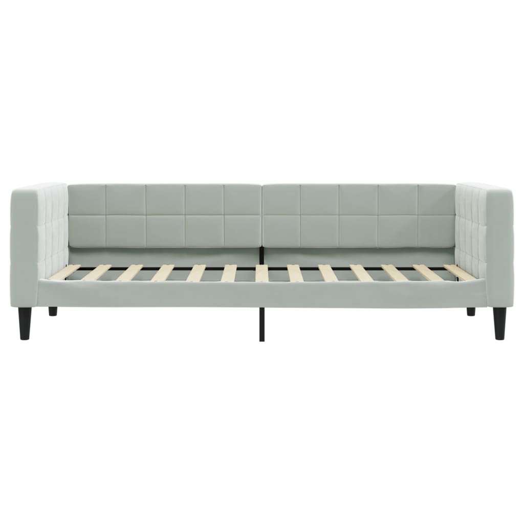 Slaapbank met onderschuifbed 80x200 cm fluweel lichtgrijs is nu te koop bij PeponiXL, paradijselijk wonen!