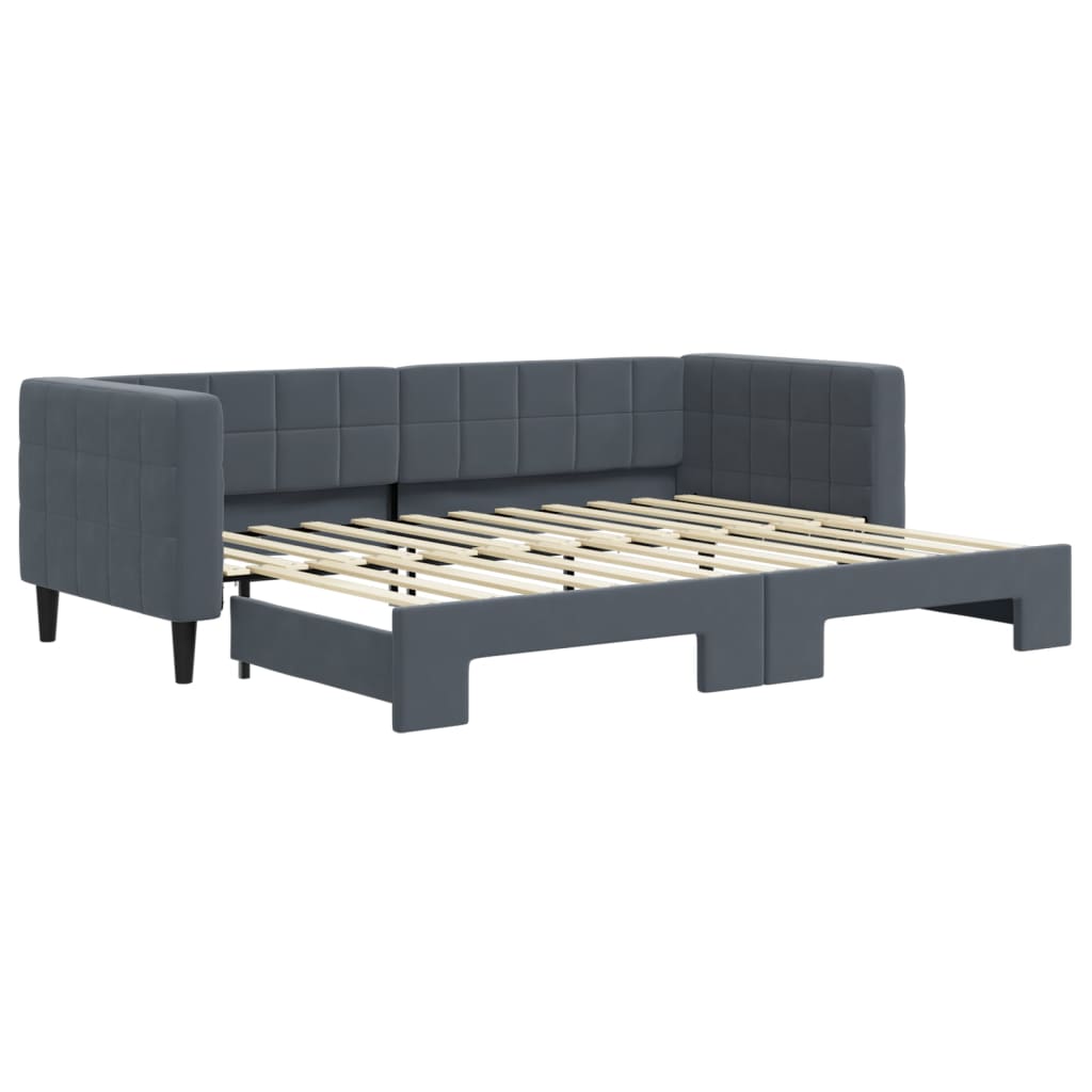 Slaapbank met onderschuifbed 80x200 cm fluweel donkergrijs is nu te koop bij PeponiXL, paradijselijk wonen!