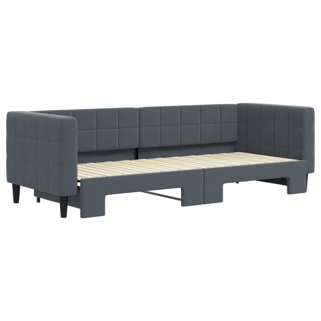 Slaapbank met onderschuifbed 80x200 cm fluweel donkergrijs is nu te koop bij PeponiXL, paradijselijk wonen!