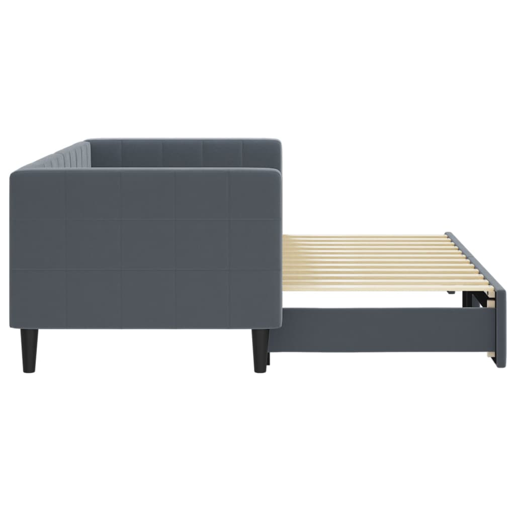 Slaapbank met onderschuifbed 80x200 cm fluweel donkergrijs is nu te koop bij PeponiXL, paradijselijk wonen!