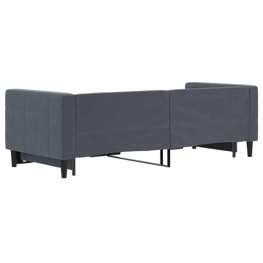 Slaapbank met onderschuifbed 80x200 cm fluweel donkergrijs is nu te koop bij PeponiXL, paradijselijk wonen!