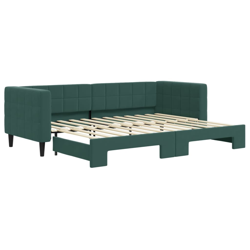 Slaapbank met onderschuifbed 80x200 cm fluweel donkergroen is nu te koop bij PeponiXL, paradijselijk wonen!