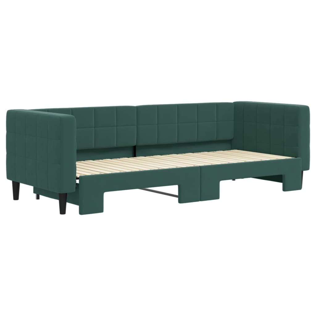 Slaapbank met onderschuifbed 80x200 cm fluweel donkergroen is nu te koop bij PeponiXL, paradijselijk wonen!