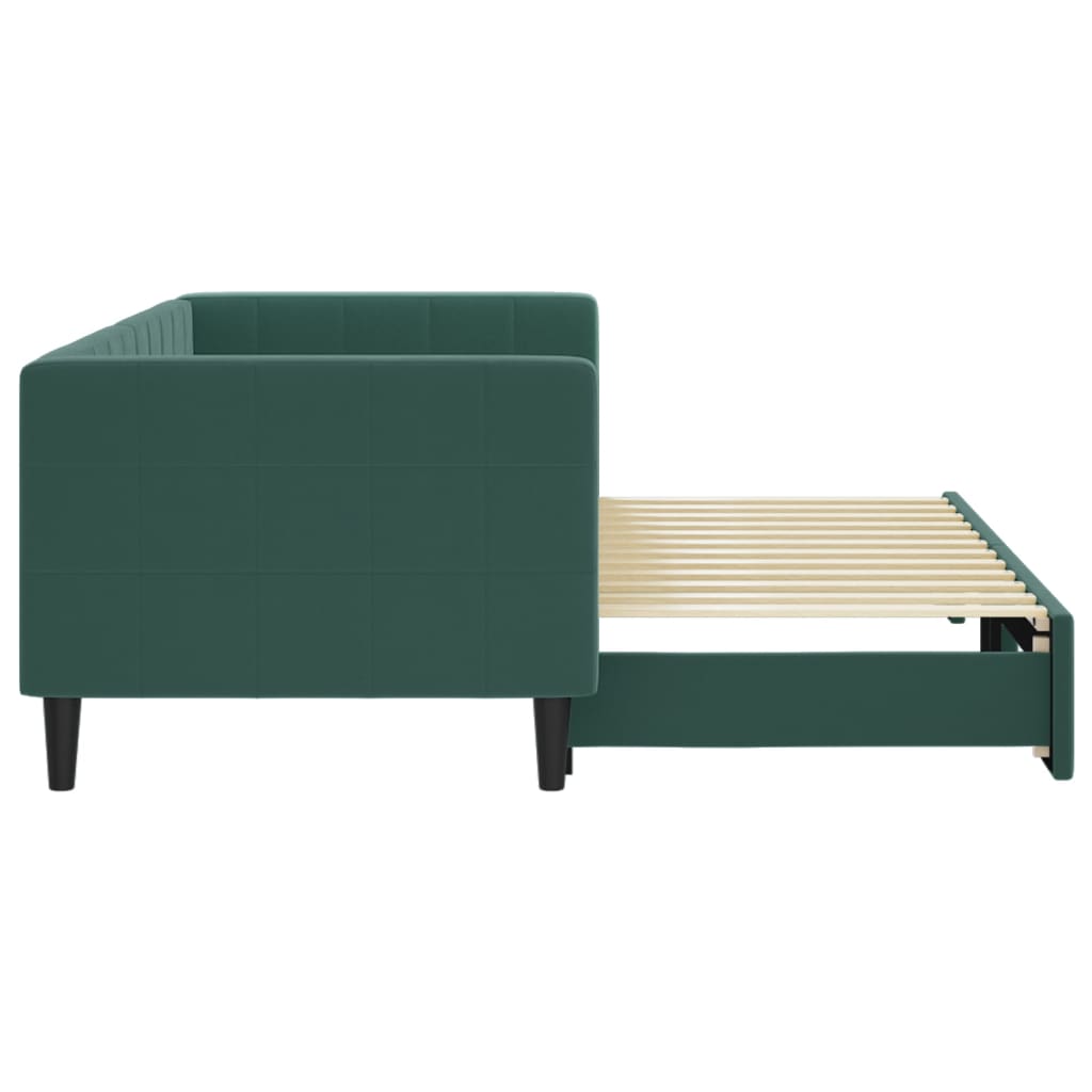 Slaapbank met onderschuifbed 80x200 cm fluweel donkergroen is nu te koop bij PeponiXL, paradijselijk wonen!