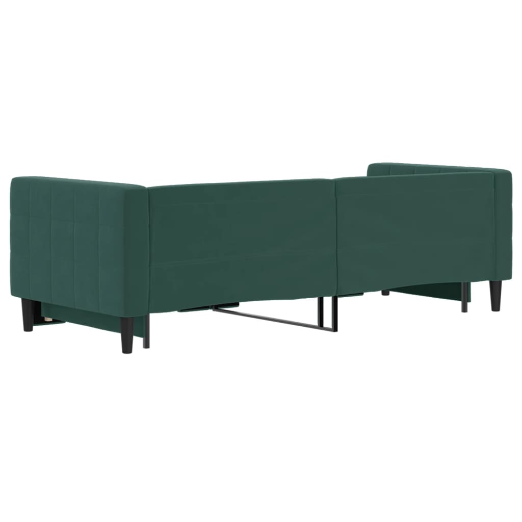 Slaapbank met onderschuifbed 80x200 cm fluweel donkergroen is nu te koop bij PeponiXL, paradijselijk wonen!