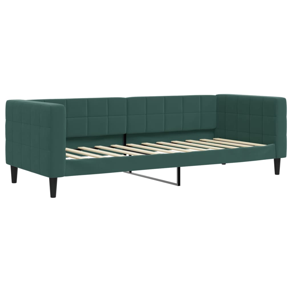 Slaapbank met onderschuifbed 80x200 cm fluweel donkergroen is nu te koop bij PeponiXL, paradijselijk wonen!