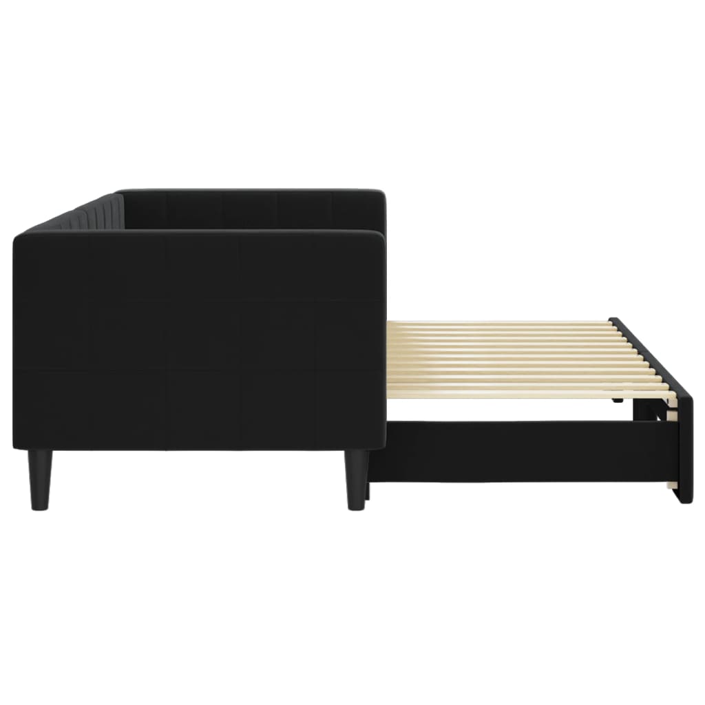 Slaapbank met onderschuifbed 80x200 cm fluweel zwart is nu te koop bij PeponiXL, paradijselijk wonen!