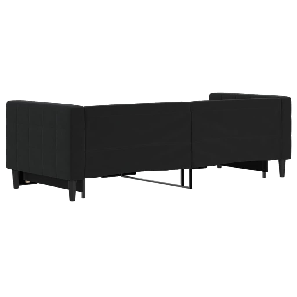 Slaapbank met onderschuifbed 80x200 cm fluweel zwart is nu te koop bij PeponiXL, paradijselijk wonen!