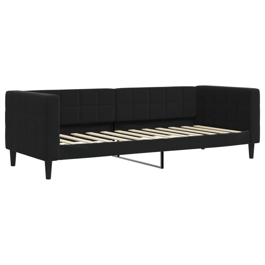 Slaapbank met onderschuifbed 80x200 cm fluweel zwart is nu te koop bij PeponiXL, paradijselijk wonen!
