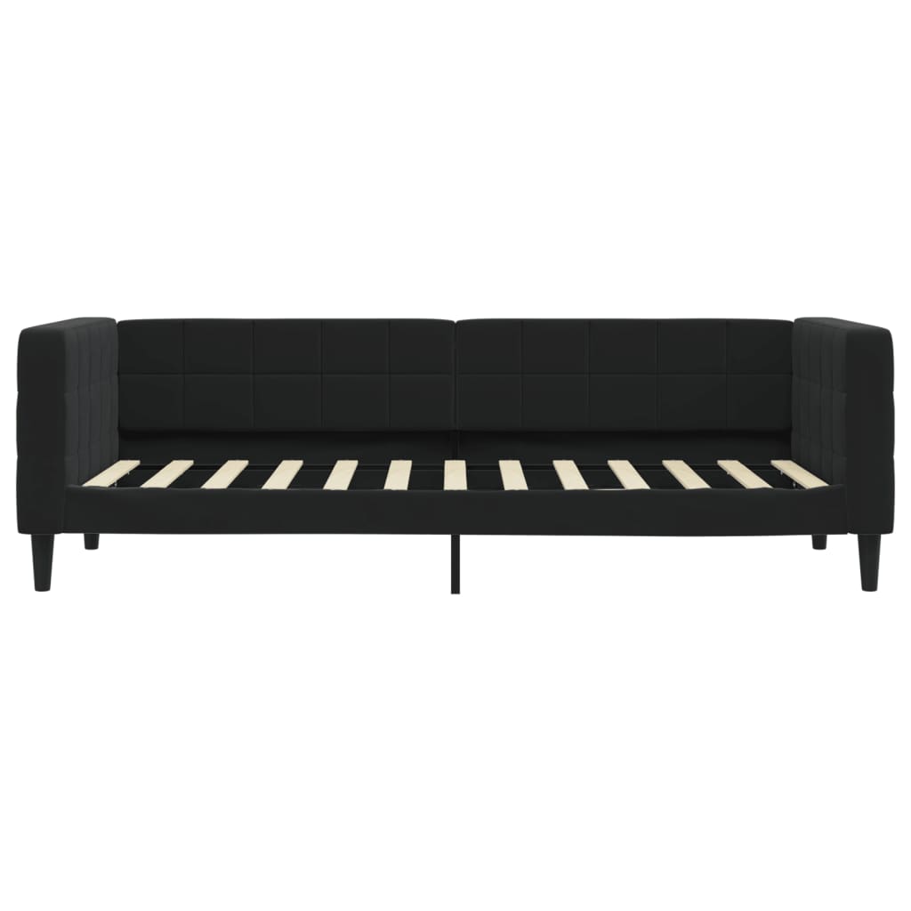Slaapbank met onderschuifbed 80x200 cm fluweel zwart is nu te koop bij PeponiXL, paradijselijk wonen!