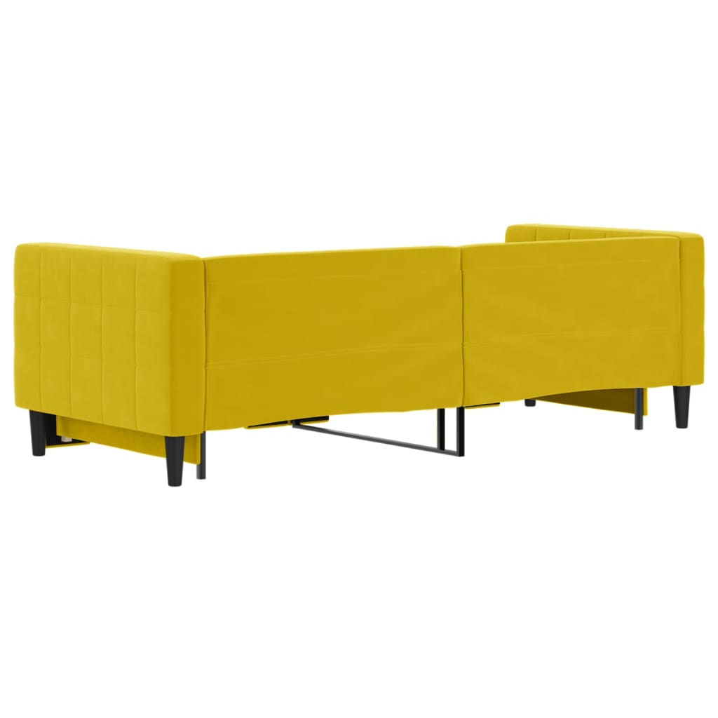 Slaapbank met onderschuifbed 80x200 cm fluweel geel is nu te koop bij PeponiXL, paradijselijk wonen!