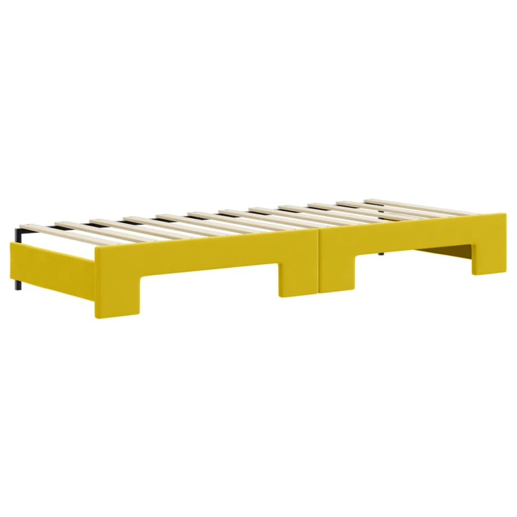 Slaapbank met onderschuifbed 80x200 cm fluweel geel is nu te koop bij PeponiXL, paradijselijk wonen!