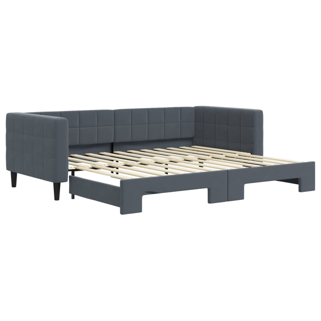 Slaapbank met onderschuifbed 90x200 cm fluweel donkergrijs is nu te koop bij PeponiXL, paradijselijk wonen!