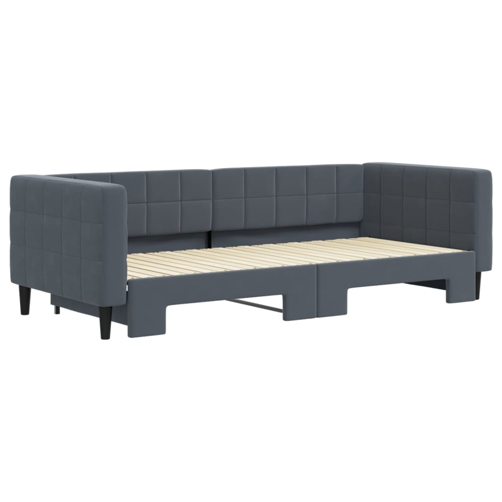 Slaapbank met onderschuifbed 90x200 cm fluweel donkergrijs is nu te koop bij PeponiXL, paradijselijk wonen!