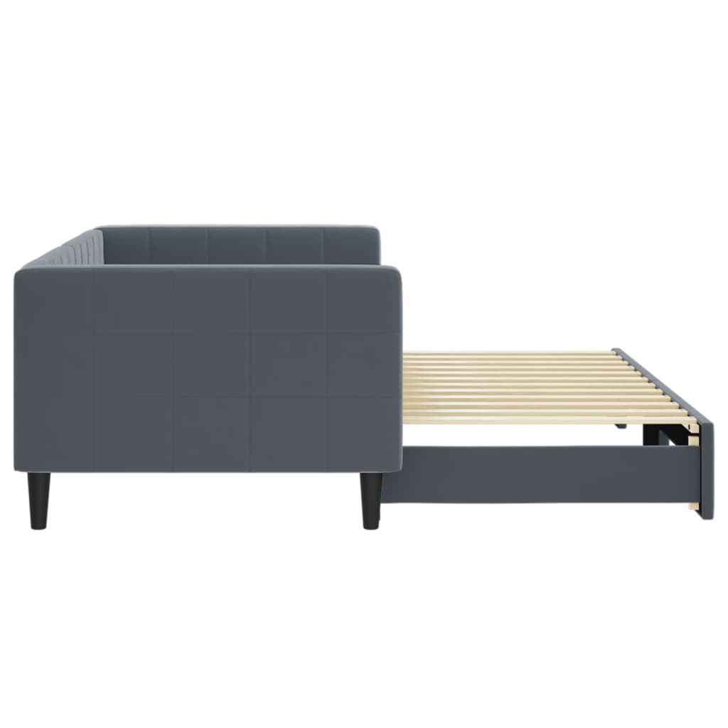 Slaapbank met onderschuifbed 90x200 cm fluweel donkergrijs is nu te koop bij PeponiXL, paradijselijk wonen!