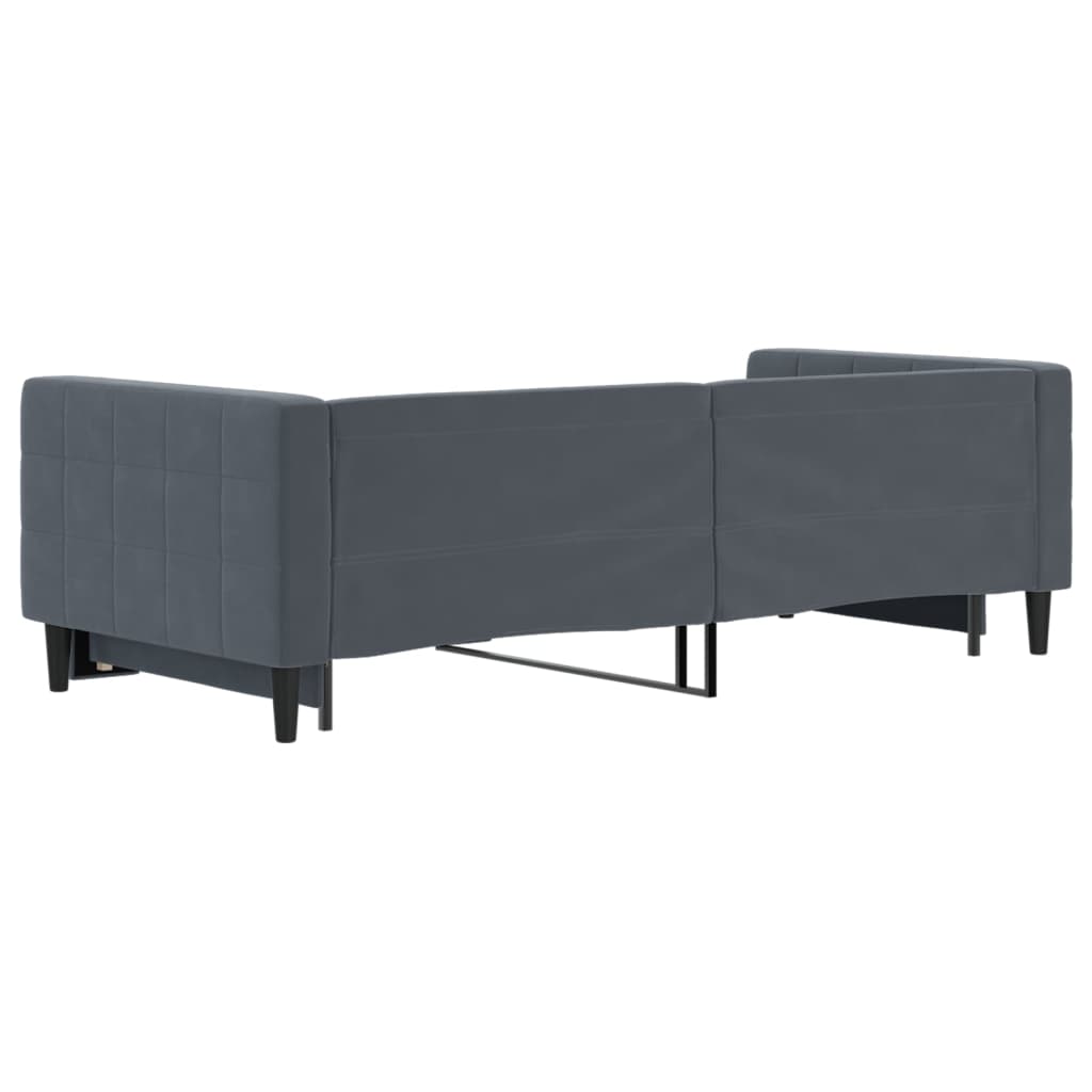 Slaapbank met onderschuifbed 90x200 cm fluweel donkergrijs is nu te koop bij PeponiXL, paradijselijk wonen!
