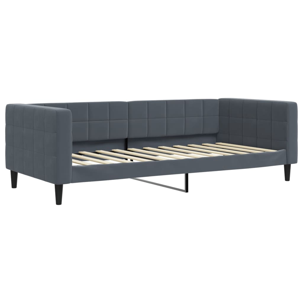 Slaapbank met onderschuifbed 90x200 cm fluweel donkergrijs is nu te koop bij PeponiXL, paradijselijk wonen!