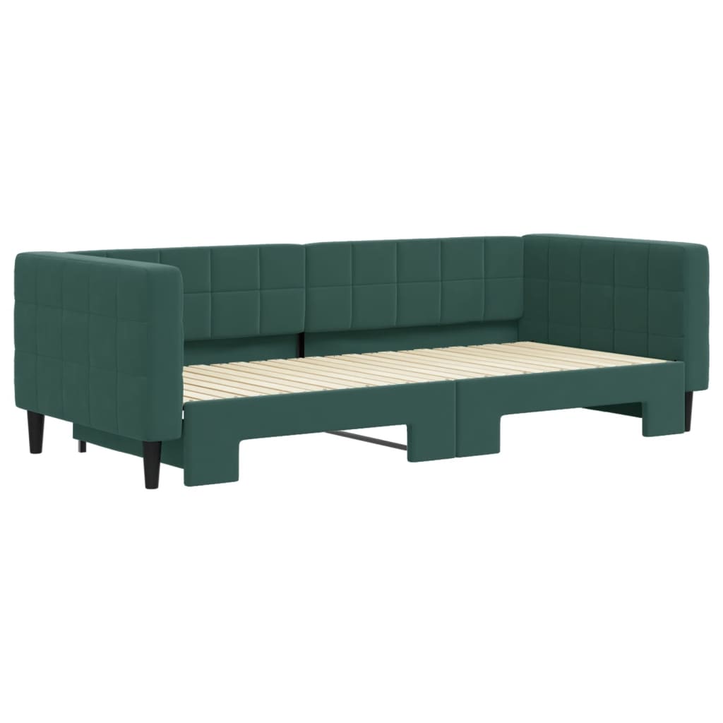 Slaapbank met onderschuifbed 90x200 cm fluweel donkergroen is nu te koop bij PeponiXL, paradijselijk wonen!