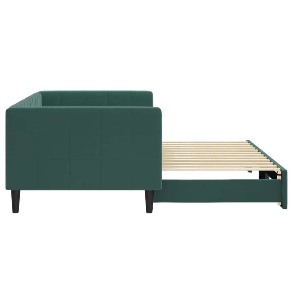 Slaapbank met onderschuifbed 90x200 cm fluweel donkergroen is nu te koop bij PeponiXL, paradijselijk wonen!