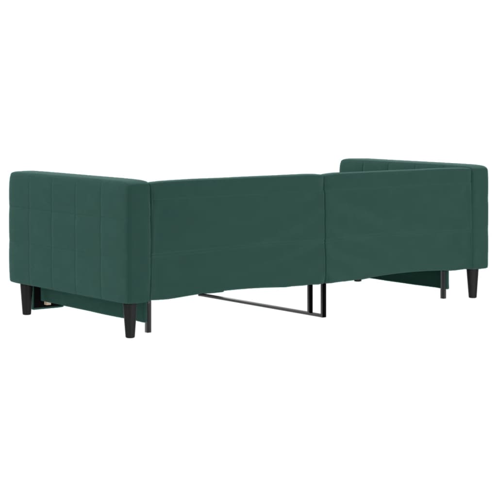 Slaapbank met onderschuifbed 90x200 cm fluweel donkergroen is nu te koop bij PeponiXL, paradijselijk wonen!