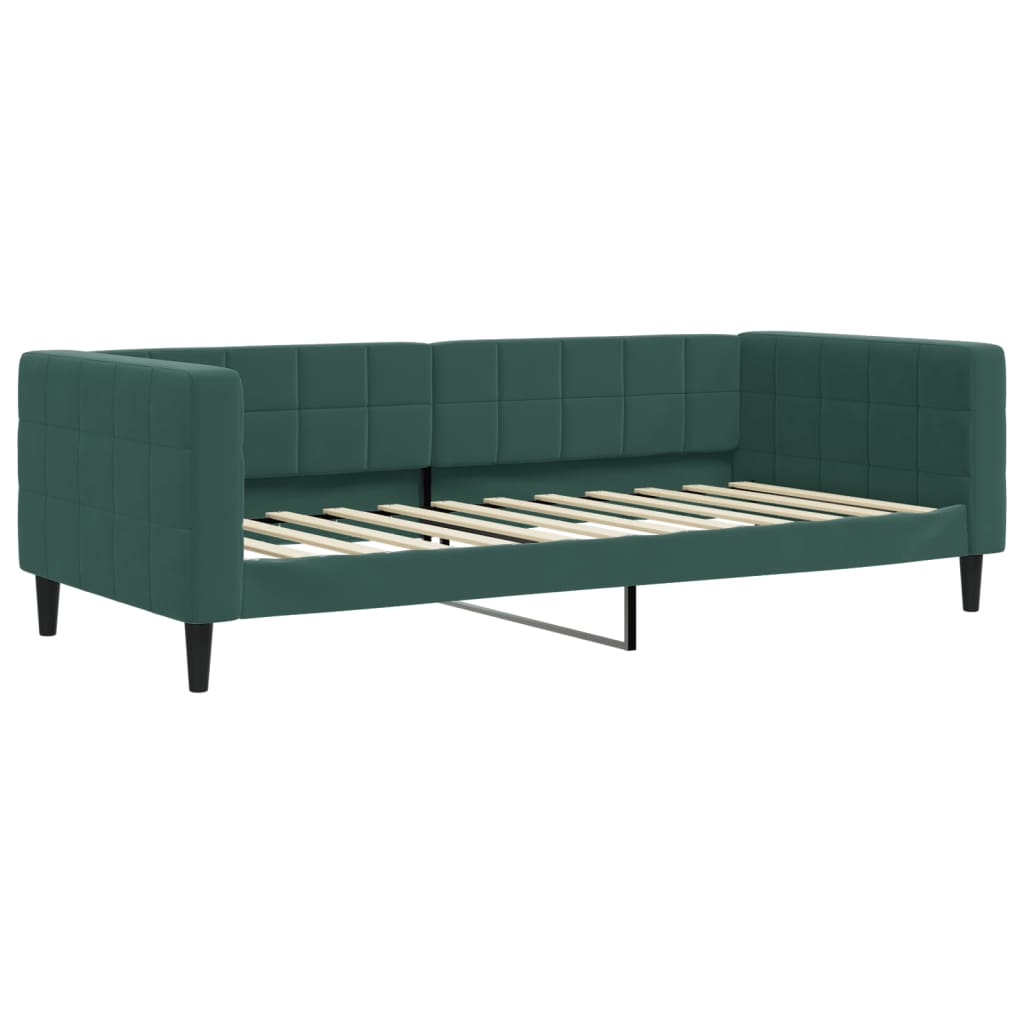 Slaapbank met onderschuifbed 90x200 cm fluweel donkergroen is nu te koop bij PeponiXL, paradijselijk wonen!