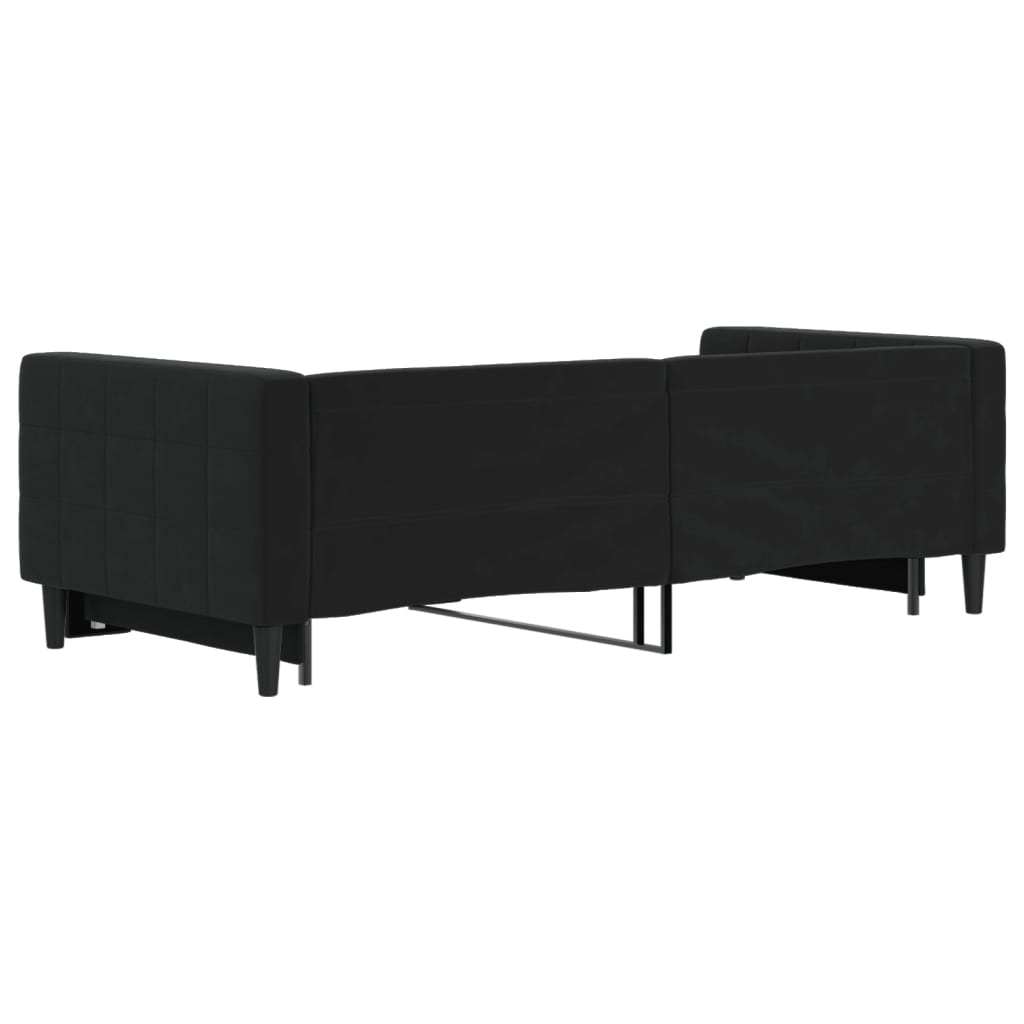 Slaapbank met onderschuifbed 90x200 cm fluweel zwart is nu te koop bij PeponiXL, paradijselijk wonen!