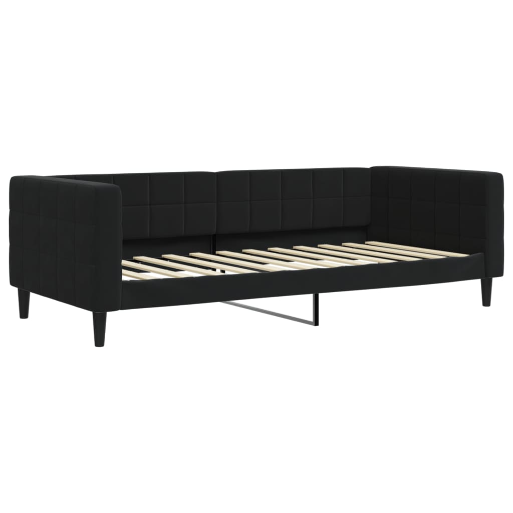 Slaapbank met onderschuifbed 90x200 cm fluweel zwart is nu te koop bij PeponiXL, paradijselijk wonen!