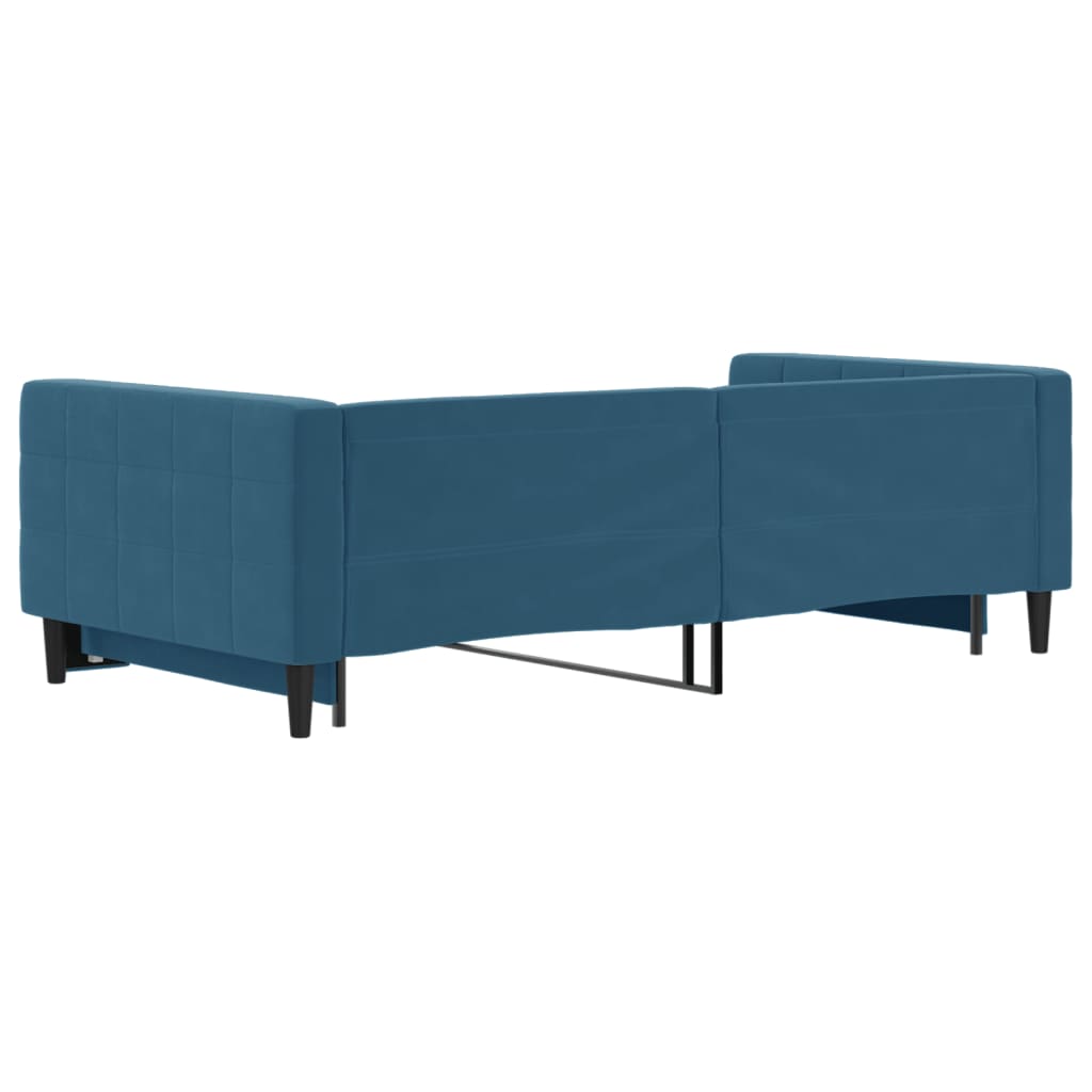 Slaapbank met onderschuifbed 100x200 cm fluweel blauw is nu te koop bij PeponiXL, paradijselijk wonen!