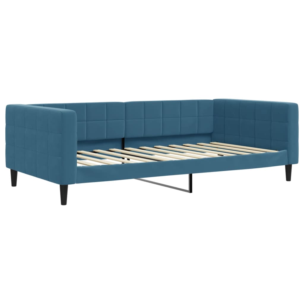 Slaapbank met onderschuifbed 100x200 cm fluweel blauw is nu te koop bij PeponiXL, paradijselijk wonen!