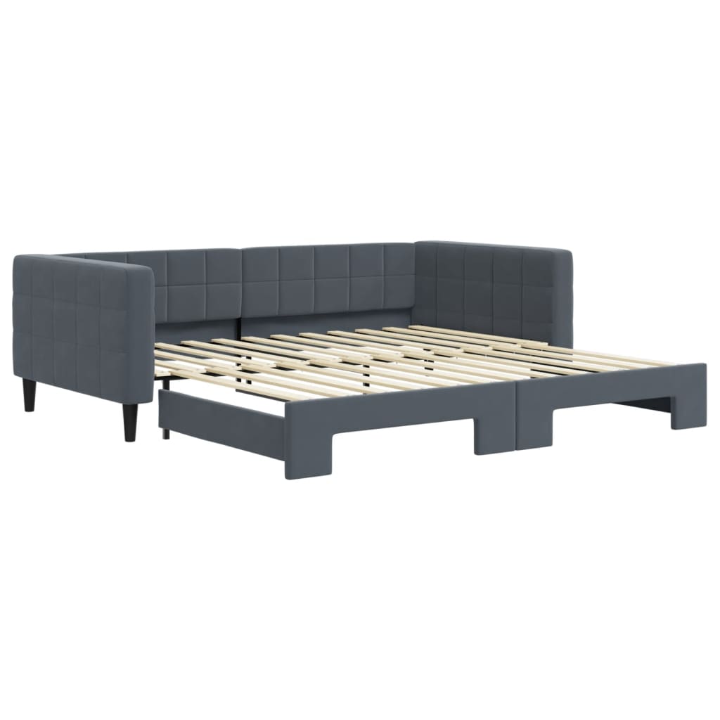 Slaapbank met onderschuifbed 100x200 cm fluweel donkergrijs is nu te koop bij PeponiXL, paradijselijk wonen!
