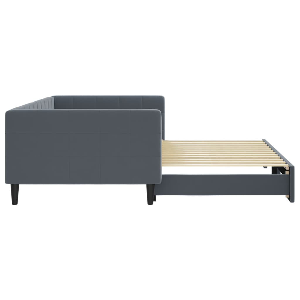 Slaapbank met onderschuifbed 100x200 cm fluweel donkergrijs is nu te koop bij PeponiXL, paradijselijk wonen!