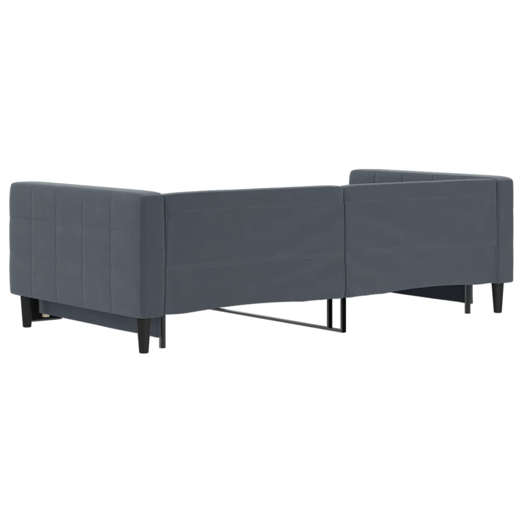 Slaapbank met onderschuifbed 100x200 cm fluweel donkergrijs is nu te koop bij PeponiXL, paradijselijk wonen!