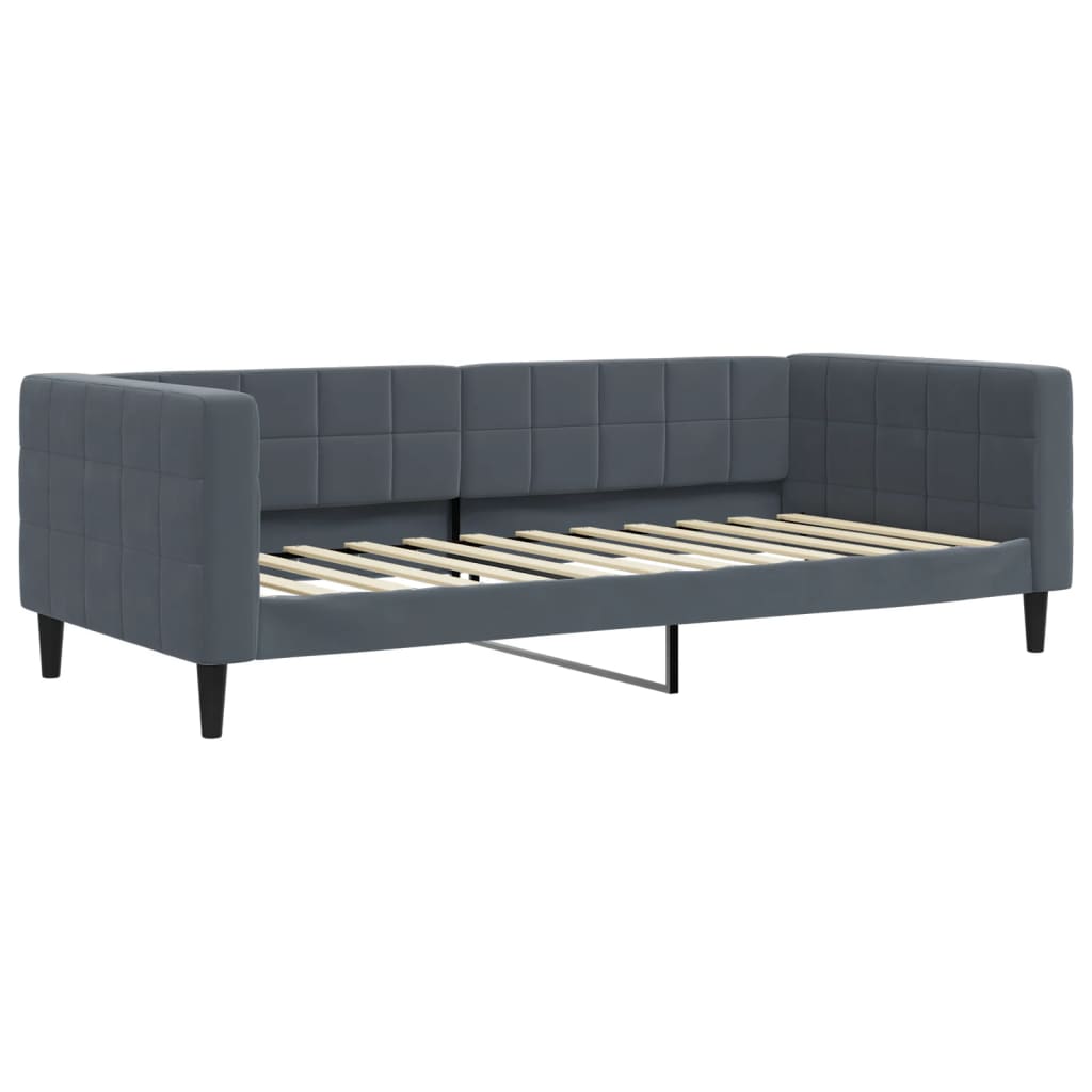 Slaapbank met onderschuifbed 100x200 cm fluweel donkergrijs is nu te koop bij PeponiXL, paradijselijk wonen!