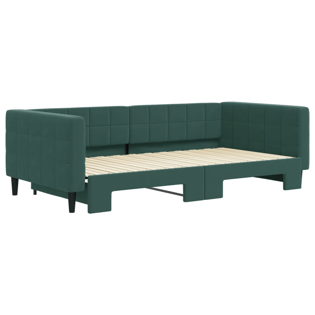 Slaapbank met onderschuifbed 100x200 cm fluweel donkergroen is nu te koop bij PeponiXL, paradijselijk wonen!