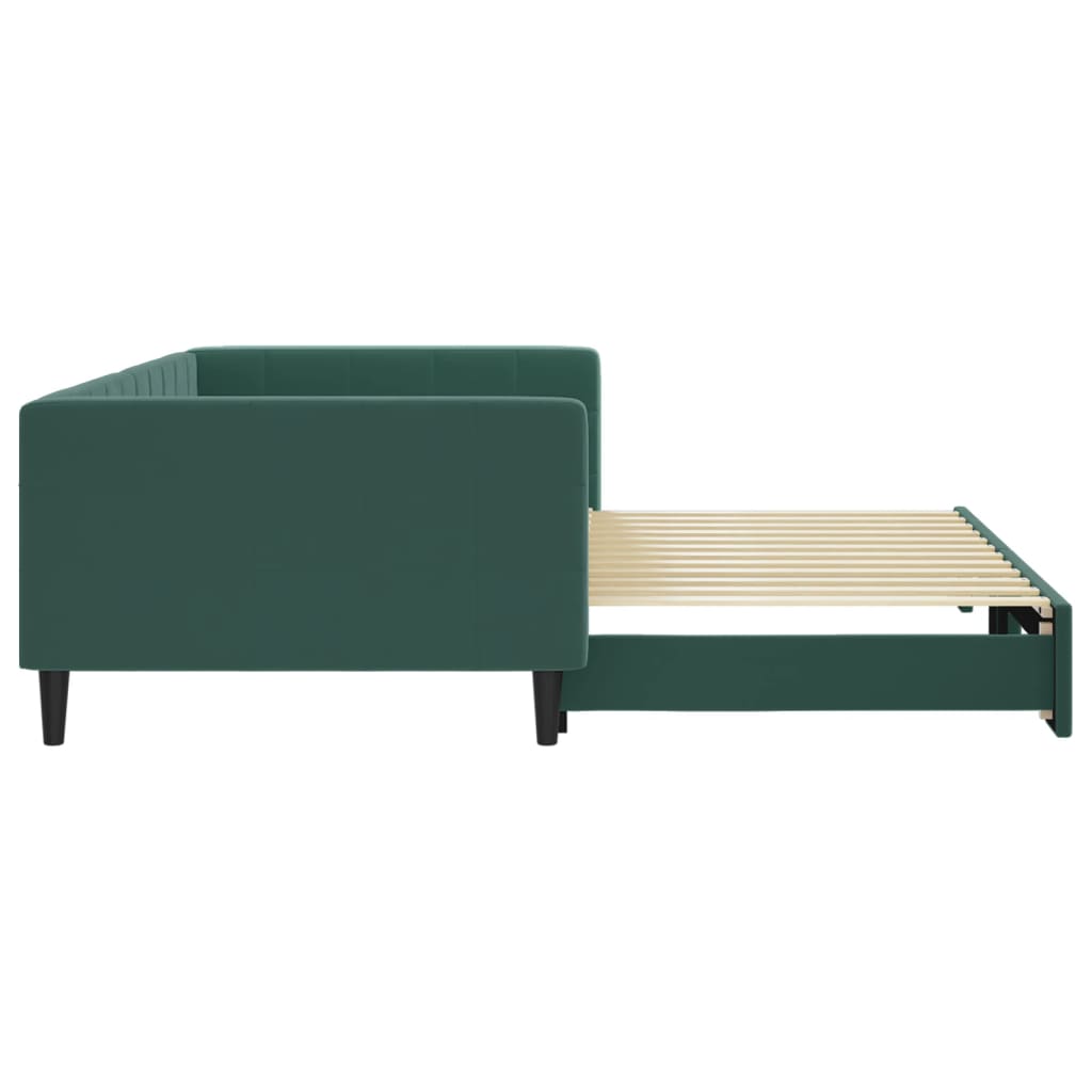 Slaapbank met onderschuifbed 100x200 cm fluweel donkergroen is nu te koop bij PeponiXL, paradijselijk wonen!