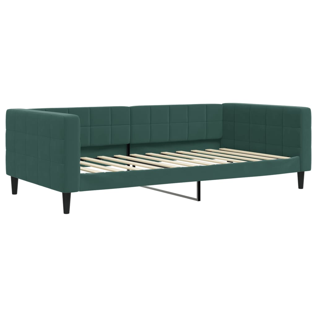 Slaapbank met onderschuifbed 100x200 cm fluweel donkergroen is nu te koop bij PeponiXL, paradijselijk wonen!