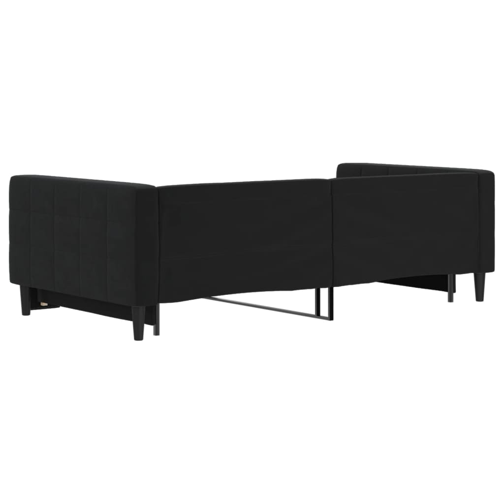 Slaapbank met onderschuifbed 100x200 cm fluweel zwart is nu te koop bij PeponiXL, paradijselijk wonen!