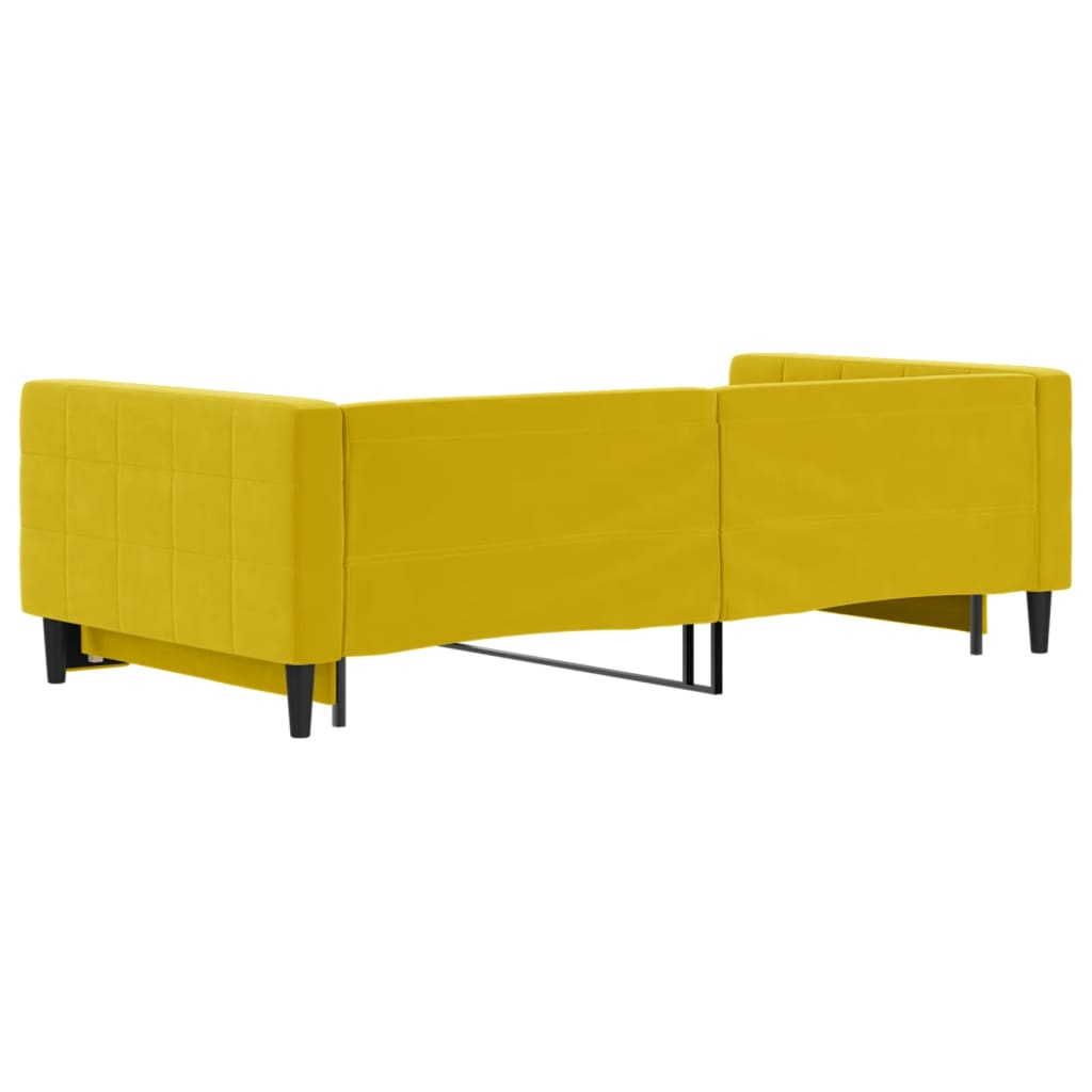 Slaapbank met onderschuifbed 100x200 cm fluweel geel is nu te koop bij PeponiXL, paradijselijk wonen!