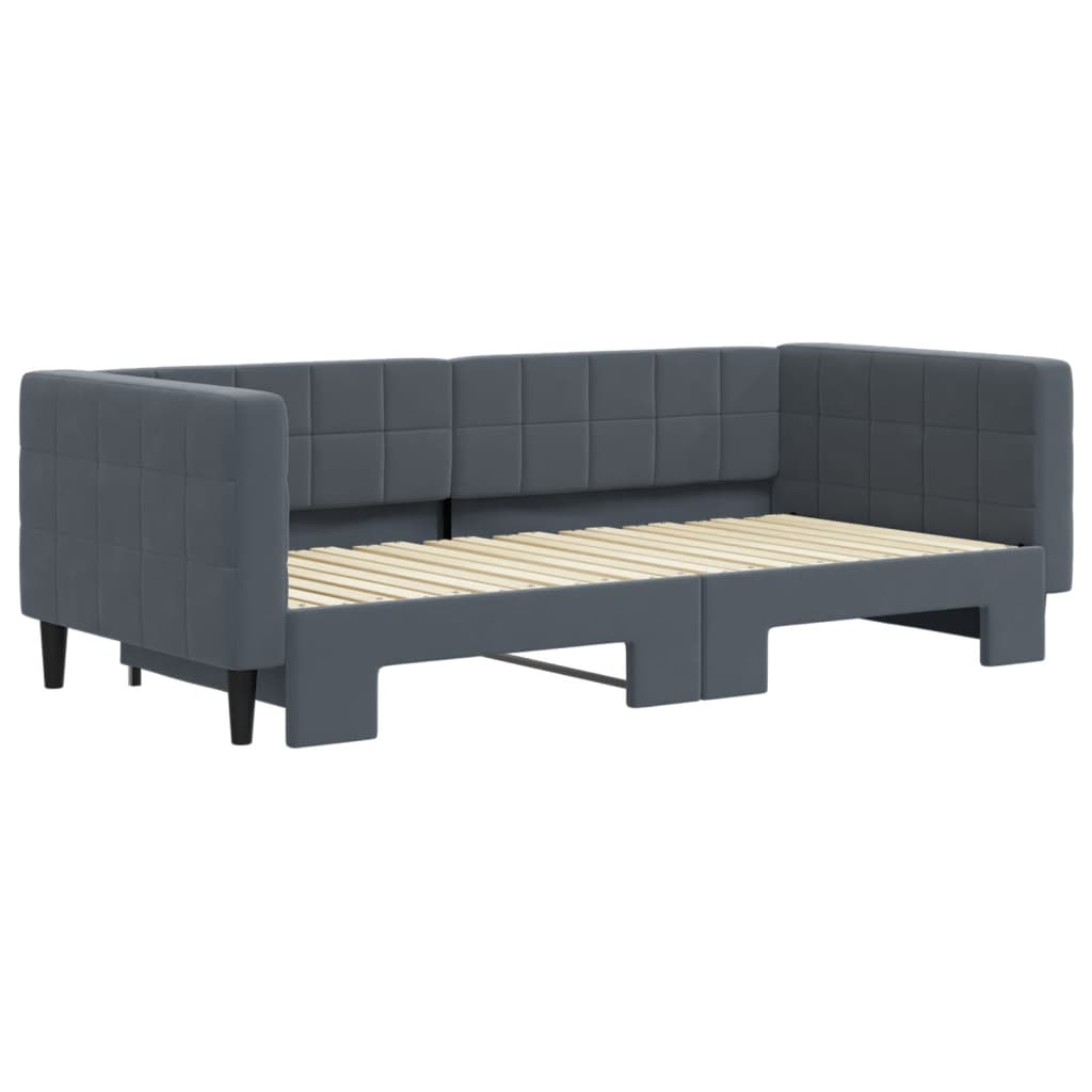 Slaapbank met onderschuifbed 90x190 cm fluweel donkergrijs is nu te koop bij PeponiXL, paradijselijk wonen!