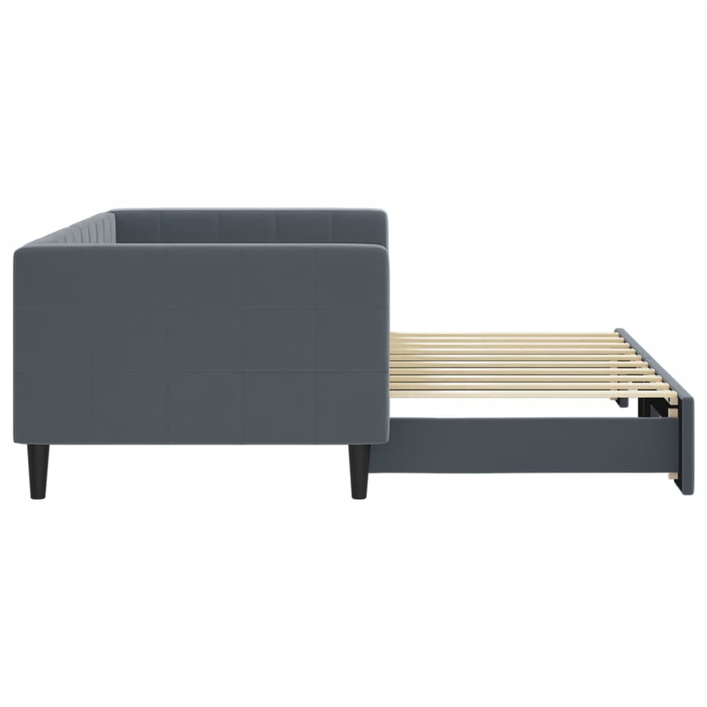Slaapbank met onderschuifbed 90x190 cm fluweel donkergrijs is nu te koop bij PeponiXL, paradijselijk wonen!