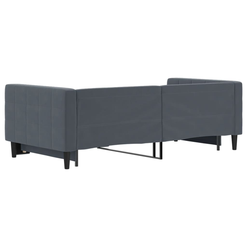Slaapbank met onderschuifbed 90x190 cm fluweel donkergrijs is nu te koop bij PeponiXL, paradijselijk wonen!