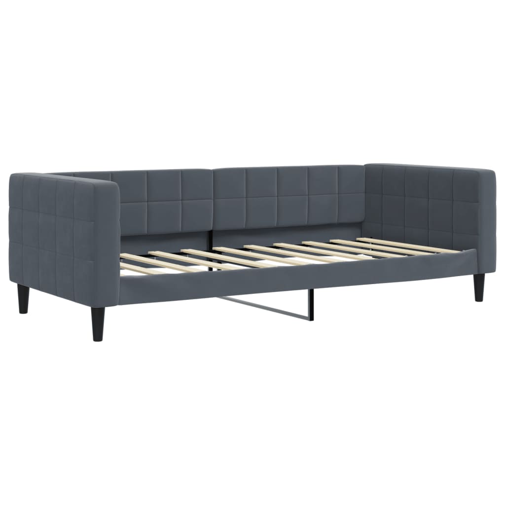 Slaapbank met onderschuifbed 90x190 cm fluweel donkergrijs is nu te koop bij PeponiXL, paradijselijk wonen!
