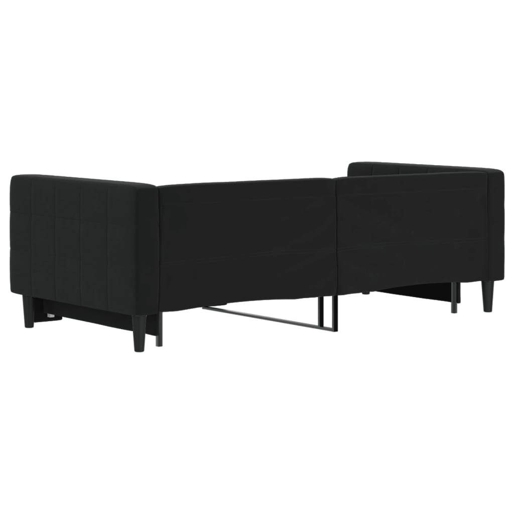 Slaapbank met onderschuifbed 90x190 cm fluweel zwart is nu te koop bij PeponiXL, paradijselijk wonen!