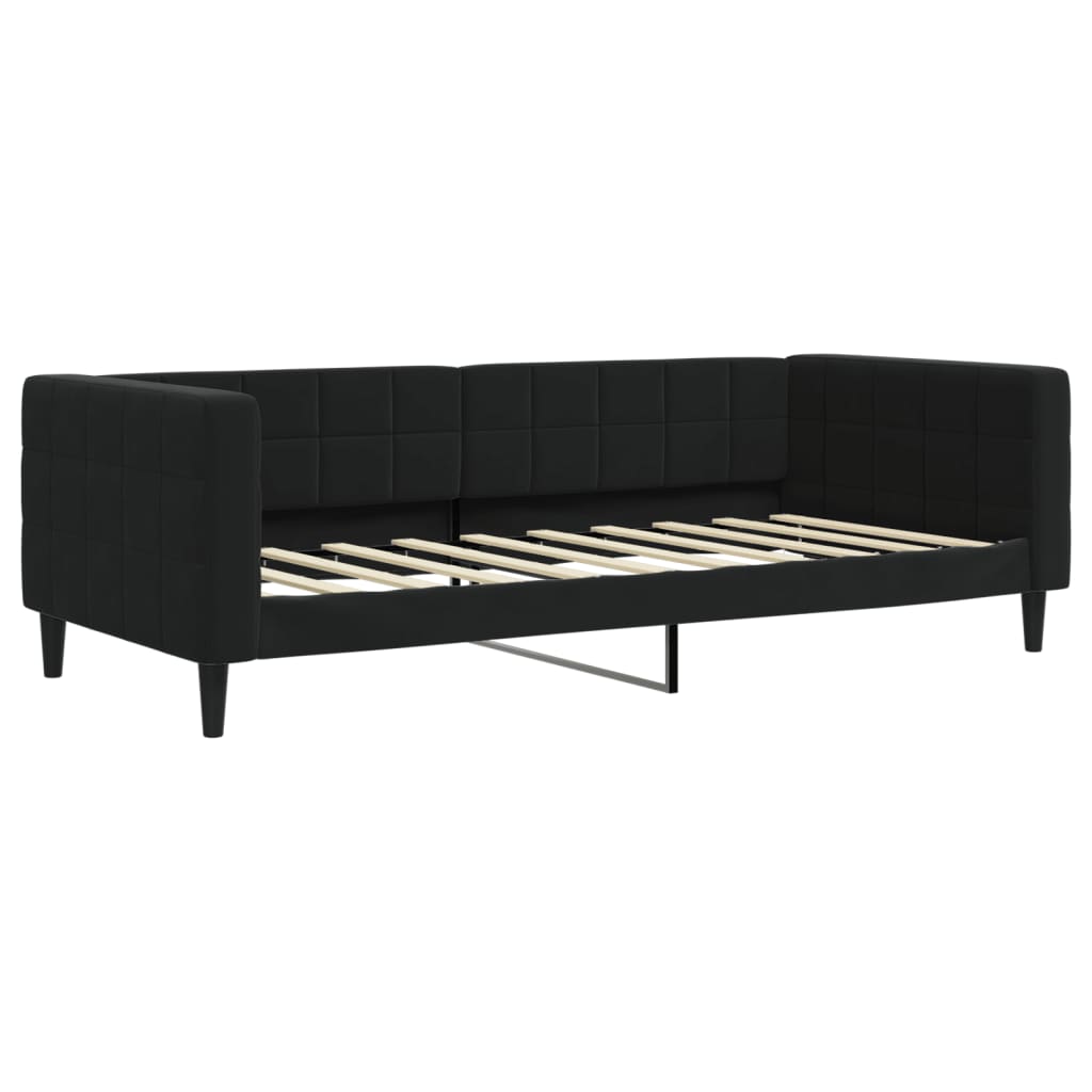 Slaapbank met onderschuifbed 90x190 cm fluweel zwart is nu te koop bij PeponiXL, paradijselijk wonen!